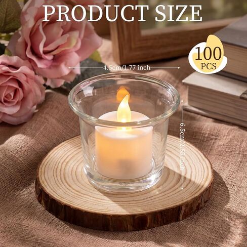 Mumufy 100 حزمة من الزجاج الشفاف حامل شموع Tealight، حامل شموع محار زجاجي شفاف مكتنز للشفاه لتزيين حفلات الزفاف بالجملة، ديكور منزلي للعطلات والكريسماس in Kuwait