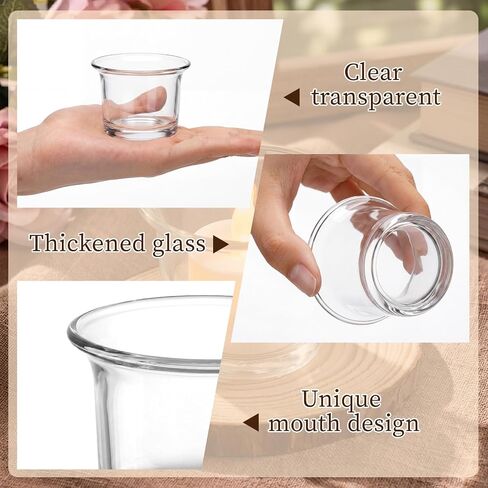 Mumufy 100 حزمة من الزجاج الشفاف حامل شموع Tealight، حامل شموع محار زجاجي شفاف مكتنز للشفاه لتزيين حفلات الزفاف بالجملة، ديكور منزلي للعطلات والكريسماس in Kuwait