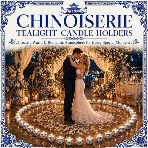 20 قطعة من حوامل شموع Tealight من Teenyyou باللونين الأزرق والأبيض وحوامل شموع نذرية هدايا خزفية من السيراميك لديكور قطعة مركزية لطاولة الزفاف in Kuwait