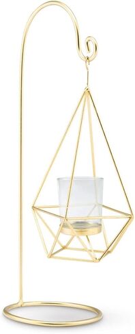 Weddingstar Small Geo Metal Tealight Candle Holder - Gold - Set of 2 in Kuwait