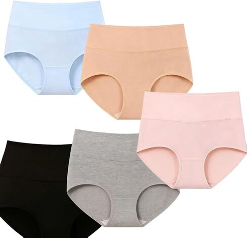 Women's 5 Pack Solid Color Cotton Boxer Briefs, Soft Comfortable Breathable Underwear, Multicolor Assorted Pack in Kuwait