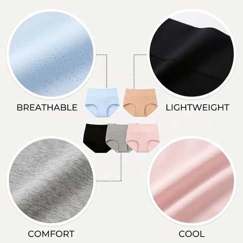 Women's 5 Pack Solid Color Cotton Boxer Briefs, Soft Comfortable Breathable Underwear, Multicolor Assorted Pack in Kuwait