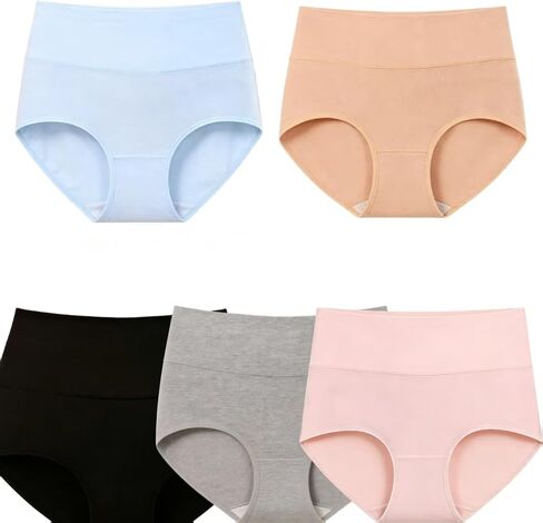 Women's 5 Pack Solid Color Cotton Boxer Briefs, Soft Comfortable Breathable Underwear, Multicolor Assorted Pack in Kuwait