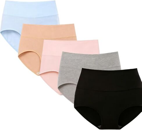 Women's 5 Pack Solid Color Cotton Boxer Briefs, Soft Comfortable Breathable Underwear, Multicolor Assorted Pack in Kuwait