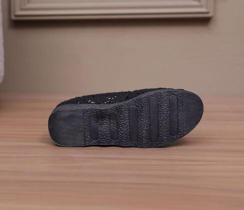 Women's Comfort Breathable Knit Crochet Shoes Lace Ballet Flats 1 Pair Black (Size 7.5-10 in Kuwait