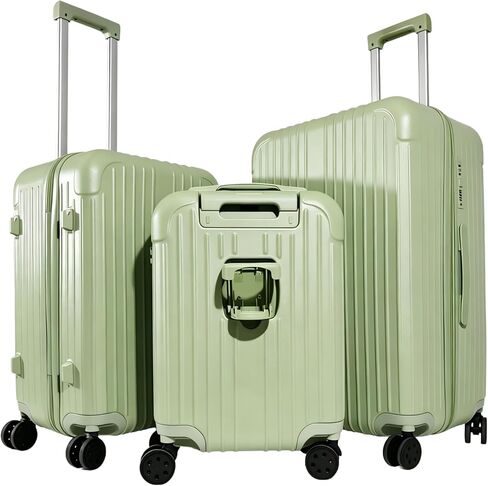 Luggage Sets 3 Piece, Suitcases with Wheels, USB Charging Port And Cup Holder,3 Pcs Hard Shell Lightweight Luggage,20/24/28 Inch(Avocado Green) in Kuwait
