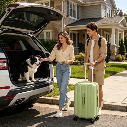 Luggage Sets 3 Piece, Suitcases with Wheels, USB Charging Port And Cup Holder,3 Pcs Hard Shell Lightweight Luggage,20/24/28 Inch(Avocado Green) in Kuwait