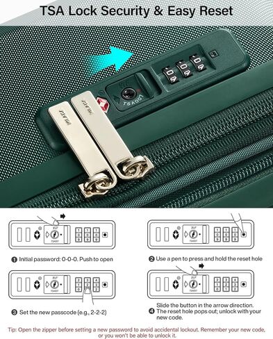 MILADA 20 Inch Expandable Carry On Luggage, Airline Approved Hard Shell Carry On Suitcase with Dual 360° Spinner Wheels & TSA Lock, Lightweight PC Rolling Suitcase for Travel, Blackish Green in Saudi Arabia