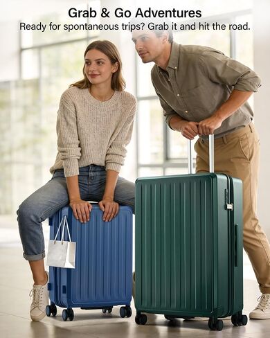 MILADA 20 Inch Expandable Carry On Luggage, Airline Approved Hard Shell Carry On Suitcase with Dual 360° Spinner Wheels & TSA Lock, Lightweight PC Rolling Suitcase for Travel, Blackish Green in Saudi Arabia