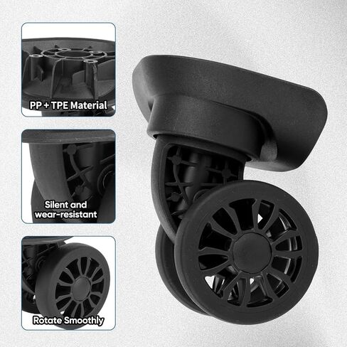 2Pcs Luggage Suitcase Wheels,Only Compatible with DELSEY Carry-On Plus 21 Inch,luggage wheels replacement with Screws/screwdriver,360° Rotation Spinner Wheel,Mute Double Row Swivel Wheel(Black) in Saudi Arabia