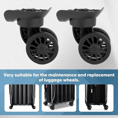 2Pcs Luggage Suitcase Wheels,Only Compatible with DELSEY Carry-On Plus 21 Inch,luggage wheels replacement with Screws/screwdriver,360° Rotation Spinner Wheel,Mute Double Row Swivel Wheel(Black) in Saudi Arabia