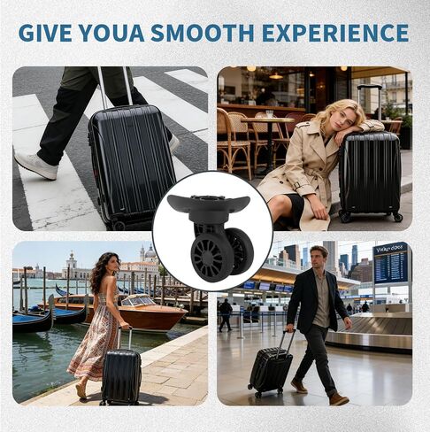 2Pcs Luggage Suitcase Wheels,Only Compatible with DELSEY Carry-On Plus 21 Inch,luggage wheels replacement with Screws/screwdriver,360° Rotation Spinner Wheel,Mute Double Row Swivel Wheel(Black) in Saudi Arabia
