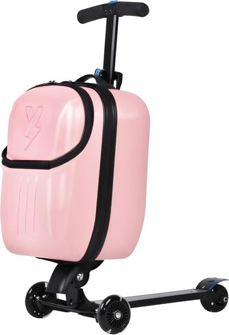 smilesun Foldable Ride On Scooter Suitcase with Front Opening, Lightweight Carry On Scooter Luggage for Adults, Teens & Kids（Pink 20-inch） in Kuwait