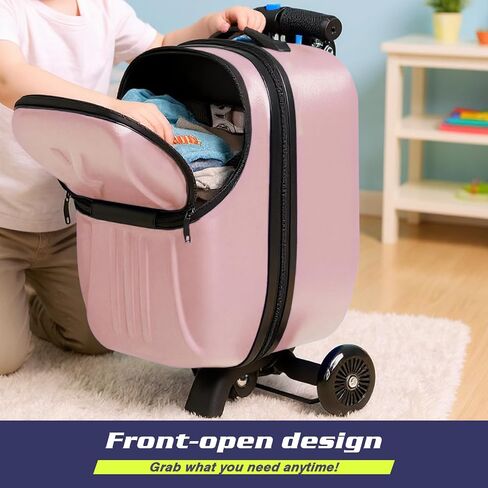 smilesun Foldable Ride On Scooter Suitcase with Front Opening, Lightweight Carry On Scooter Luggage for Adults, Teens & Kids（Pink 20-inch） in Kuwait