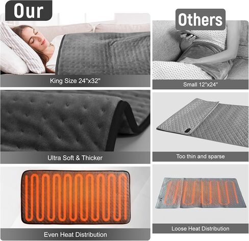 Extra Large Heating Pad for Back Pain Relief, 32"x24" King Size Electric Heating Pad for Period Cramps & Body Shoulder Legs Knee Feet, 6 Heat Settings, Auto-Off, Machine Washable, Gifts for Women Men in Saudi Arabia