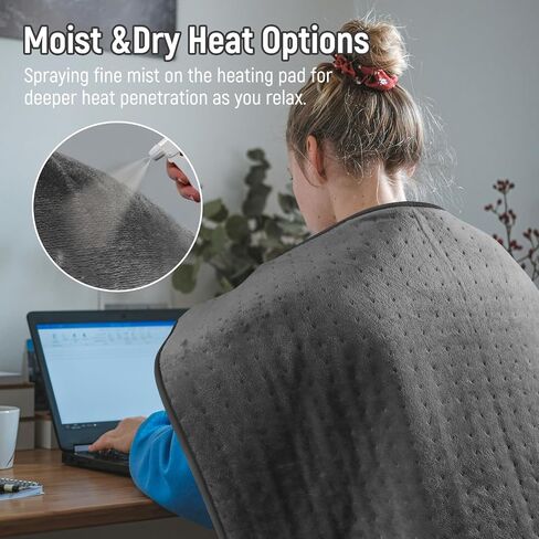 Extra Large Heating Pad for Back Pain Relief, 32"x24" King Size Electric Heating Pad for Period Cramps & Body Shoulder Legs Knee Feet, 6 Heat Settings, Auto-Off, Machine Washable, Gifts for Women Men in Saudi Arabia