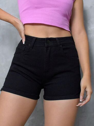 Women's High Waisted Shorts Stretchy Slim Fit Hot Pants in Kuwait