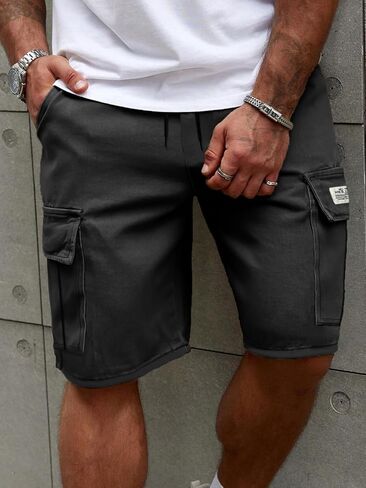Men's Cycling Cargo Shorts - Quick Dry Loose Athletic Fit Polyester Shorts for Running in Kuwait