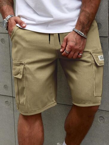 Men's Cycling Cargo Shorts - Quick Dry Loose Athletic Fit Polyester Shorts for Running in Kuwait