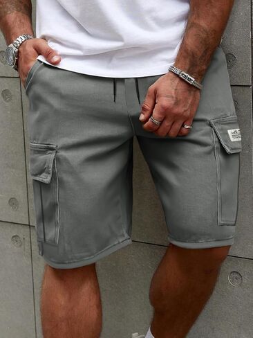 Men's Cycling Cargo Shorts - Quick Dry Loose Athletic Fit Polyester Shorts for Running in Kuwait