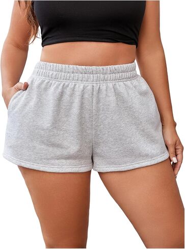 SOLY HUX Women's Plus Size Sweat Shorts Summer Casual Elastic Waist Track Shorts Lounge Bottoms in Kuwait