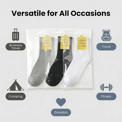 Bulk Socks Individually 18/12 Pairs Packed Disposable Unisex, Portable Socks for Travel Trip Camping Hotel Homeless in Saudi Arabia