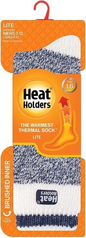 HEAT HOLDERS Men's Cream Block Twist LITE Socks| Warm + Soft, Hiking, Cabin, Cozy at Home| 5X Warmer Than Cotton Socks in Kuwait