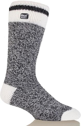 HEAT HOLDERS Men's Cream Block Twist LITE Socks| Warm + Soft, Hiking, Cabin, Cozy at Home| 5X Warmer Than Cotton Socks in Kuwait