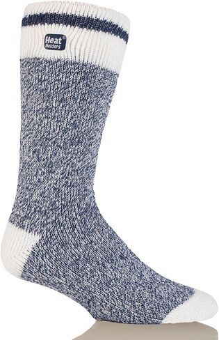 HEAT HOLDERS Men's Cream Block Twist LITE Socks| Warm + Soft, Hiking, Cabin, Cozy at Home| 5X Warmer Than Cotton Socks in Kuwait