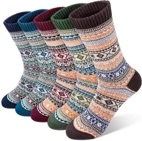 YSense 5 Pairs Mens Wool Socks Winter Warm Knit Causal Crew Socks for Men in Saudi Arabia