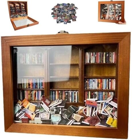 Decorative Wooden Display Cabinet, Miniature Library Bookshelf, Glass Front, Brown in Kuwait