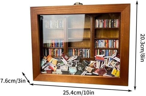 Decorative Wooden Display Cabinet, Miniature Library Bookshelf, Glass Front, Brown in Kuwait