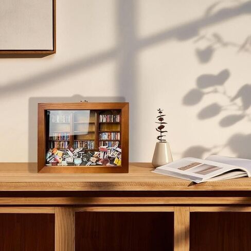 Decorative Wooden Display Cabinet, Miniature Library Bookshelf, Glass Front, Brown in Kuwait
