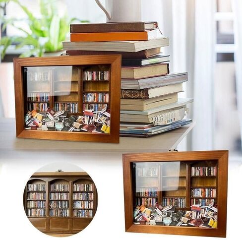 Decorative Wooden Display Cabinet, Miniature Library Bookshelf, Glass Front, Brown in Kuwait