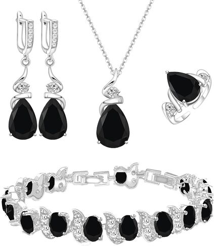 Jewelry Set for Women Teardrop Earrings Necklace Ring Bracelet Set Party Wedding Jewelry Gift for Mother Wife Friend in Saudi Arabia