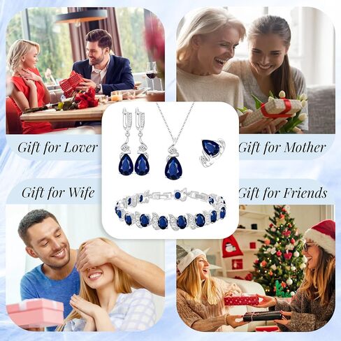 Jewelry Set for Women Teardrop Earrings Necklace Ring Bracelet Set Party Wedding Jewelry Gift for Mother Wife Friend in Saudi Arabia