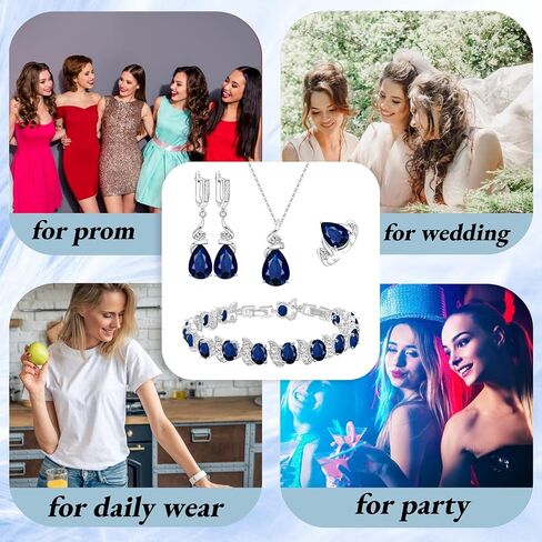 Jewelry Set for Women Teardrop Earrings Necklace Ring Bracelet Set Party Wedding Jewelry Gift for Mother Wife Friend in Saudi Arabia