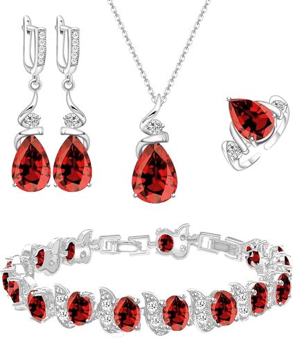 Jewelry Set for Women Teardrop Earrings Necklace Ring Bracelet Set Party Wedding Jewelry Gift for Mother Wife Friend in Saudi Arabia