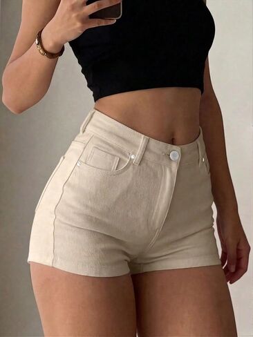 Women's High Waisted Shorts Stretchy Slim Fit Hot Pants in Kuwait