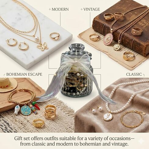 Mystery Jewelry Jar, Surprise Vintage Jewelry Set for Women, Jewelry Mystery Jar Gift Set Including Earrings Necklaces Bracelets/Anklets Rings Kracelet, Unique Birthday in Saudi Arabia