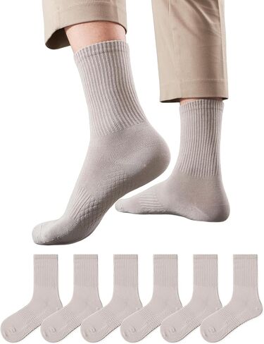 KRJ Men's Cotton Dress Crew Socks, Moisture Wicking, Arch Support, Cushioned, Office & Business, 3 Pack & 6 Pack in Saudi Arabia