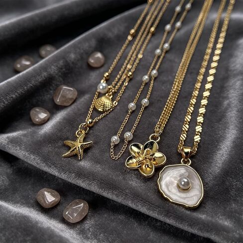 30 Pcs Seashell Starfish Jewelry Set for Women Beach Summer Vacation Jewelry Seashell Starfish Boho Layer Necklace Bracelets White Anklet Stackable Shell Starfish Rings Hair Clip Halloween Mermaid Accessories in Saudi Arabia