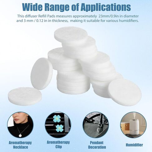 50Pcs Essential Oil Pads - 0.9 Inch Air Purifier Replacement Refill Pads, Mini Microfiber Pad for Humidifier Air Purifier Home Car Plug (White) in Kuwait