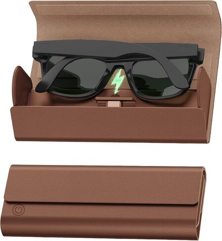 Foldable Charging Case for Ray-Ban Meta Glasses - Wayfarer Headliner Skyler (Black) | Portable Travel Charger with 2000mAh Battery, Magnetic Folding Smart Glasses Case for Blayzer, Scriber & Oakley HSTN in Kuwait