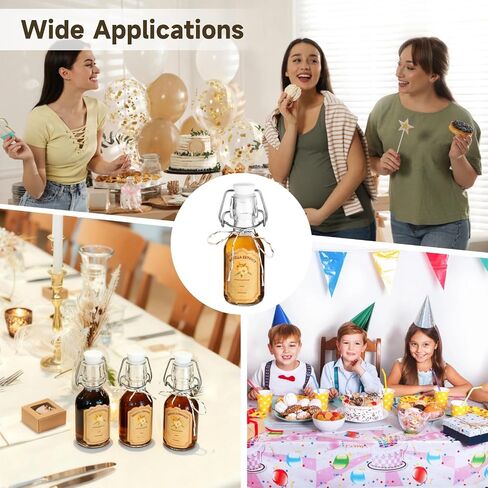 20 Pcs Swing Top Glass Bottles, 4 oz Vanilla Extract Bottles with 24 pcs Labels and a Bundle of Thread, 5.6 x 1.9 in Small Bottle for Vanilla Extract, Favors, Homemade Gifts, and Wedding Parties in Kuwait