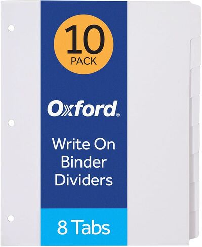 Oxford Blank Write On Binder Dividers, 1/5 Cut Tabs, 3 Hole Punch Dividers in 5 Tab Sets, 100 Dividers, 20 Sets, White (89981) in Saudi Arabia