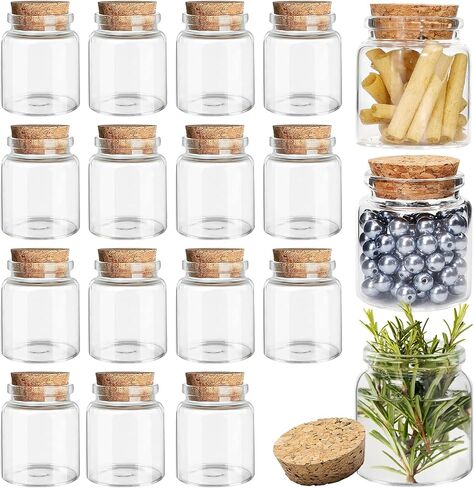 15 Pcs 50ml Small Glass Jars with Cork Stoppers, 45mm x 53mm Clear Glass Bottles Empty Mini Storage Bottles Spell Jars Message Bottle for Wedding Party Favors DIY Crafts Art Decoration in Saudi Arabia