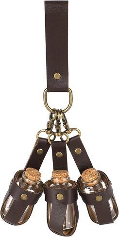 Cork Potion Bottle Cosplay Belt Accessories, Include 3 Potion Bottles with Holder Ren Faire Magic Cork Bottles Medieval Steampunk Renaissance Witch Props Costume Accessories for Parties in Saudi Arabia