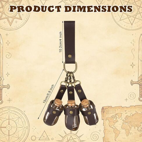 Cork Potion Bottle Cosplay Belt Accessories, Include 3 Potion Bottles with Holder Ren Faire Magic Cork Bottles Medieval Steampunk Renaissance Witch Props Costume Accessories for Parties in Saudi Arabia