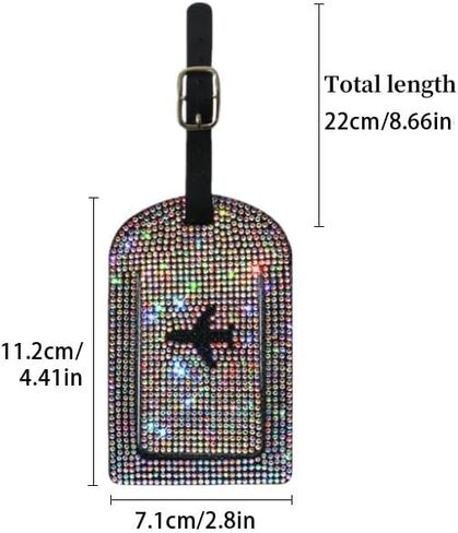 Bling Luggage Tags for Suitcases Sparkle Diamond Faux Leather Privacy Protection Bag Tags Travel Accessories Essential (2 - Pack), AB in Saudi Arabia